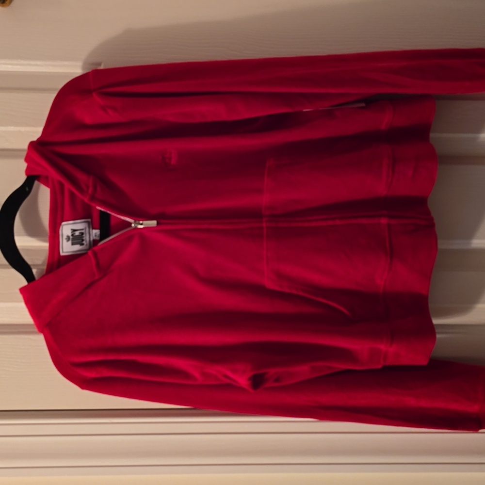 JUICY COUTURE BRAND WOMEN'S JUNIOR LONG SLEEVE FUSCIA VELVETEEN HOODIE SIZE XL